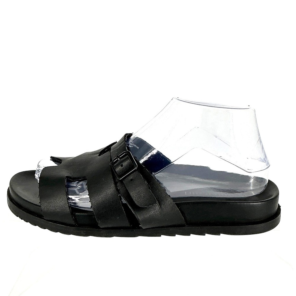 Madden Girl Size 8.5 Black Strappy Slide Sandals Buckle Shoes Dharma - Picture 5 of 12